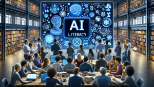 An image showcasing the teaching of AI Literacy in the classroom.